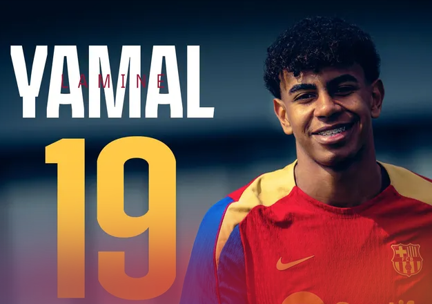 FC Barcelona Lamine Yamal erft rugnummer 19